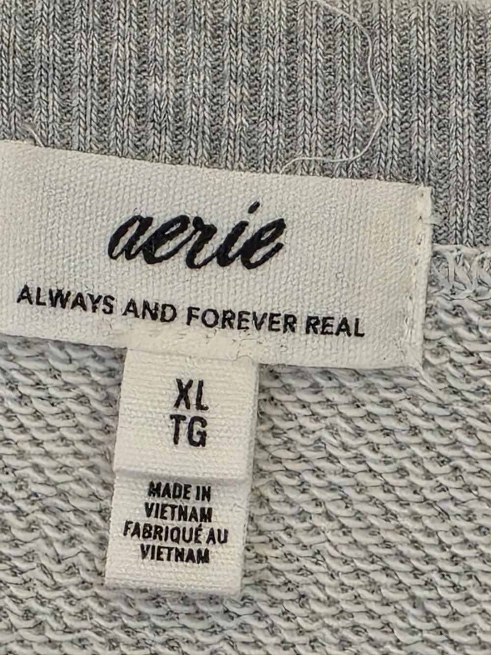 Aerie Puff Sleeve Cropped Top Womens XL Gray Knit Casual Short Sleeve - Picture 2 of 9